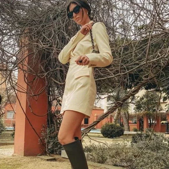 brown blazer dress zara Zara Tan Blazer Dress